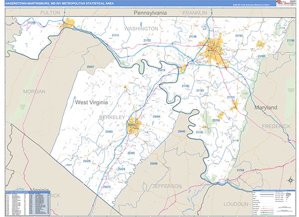 Hagerstown-Martinsburg Metro Area Wall Map